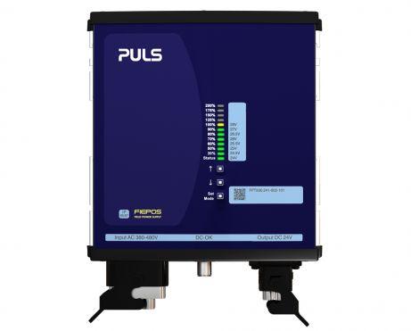 Puls FPT500.241-002-101 PULS FPT500.241-002-101 is a power supply unit from the FPT500 Basic 3AC series designed for field AC/DC power supply or conversion. It features a DC-OK relay contact output within an aluminium housing and utilizes a HanQ4/2 female connector for input, a 5-pin M12 connector for DC-OK, and a HanQ4/0 connector for output. This unit offers protection against output overvoltage, overload, short-circuit, and over-temperature, with specific mechanisms for handling heavy overloads and automatic restarts under certain conditions. It does not support series or parallel operation and is designed to resist back-feeding loads up to 35V / 4J. The rated current is 20.8A at 24Vdc, with a supply voltage range of 323Vac-552Vac across various nominal voltages and frequencies. It is designed for hanging or screw mounting, operates within an ambient air temperature range of -25 to +70°C, and offers IP65 and IP67 protection. The unit operates on a 3-phase network, with specific current consumption and efficiency ratings based on input voltage. It provides a rated power of 600W to 350W depending on the operating temperature, with short-term power availability up to 1000W. The output voltage is adjustable between 24Vdc and 28Vdc, with a specified electrical durability and power dissipation/losses under different conditions.