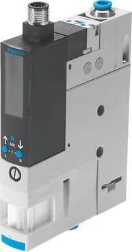 Festo 540022 vacuum generator OVEM-07-H-B-QO-CE-N-1P Supply/vacuum port with QS fittings, exhaust port with open silencer. Nominal size, Laval nozzle: 0,7 mm, Grid dimension: 20 mm, Design, silencer: open, Assembly position: Any, Ejector characteristic: (* High vacuum 540022 on Powermatic Associates