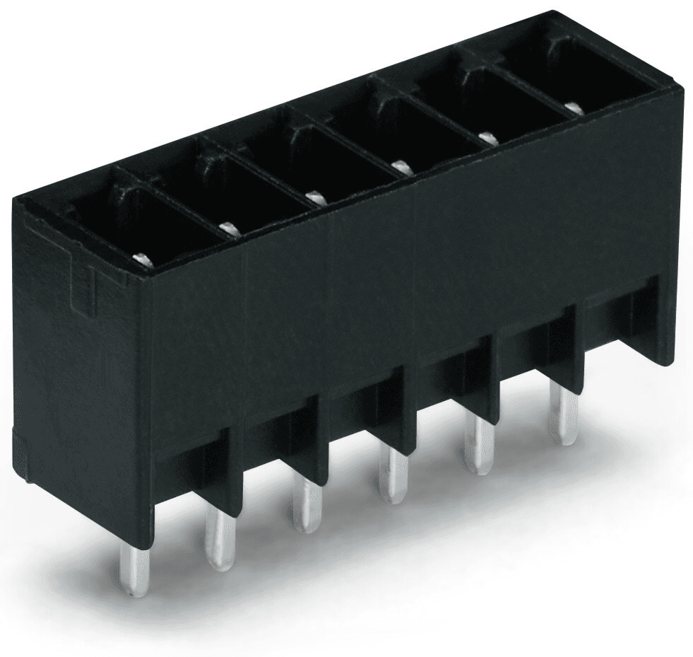 WAGO 714-132 714-132 WAGO - THT male header; 0.8 x 0.8 mm solder pin; straight; Pin spacing 3.5 mm; 2-pole; black 714-132 on Powermatic Associates