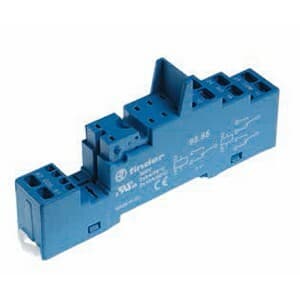 Finder 95.55SPA Finder 95.55SPA is a socket designed for DIN rail or panel mounting, featuring a spring-clamp connection type. It supports a rated current of 10A and has a protection rating of IP20. The control voltage is compatible with AC systems, adhering to EN61984 standards. The product is identified by its blue color, indicating its power consumption category. 95.55SPA on Powermatic Associates