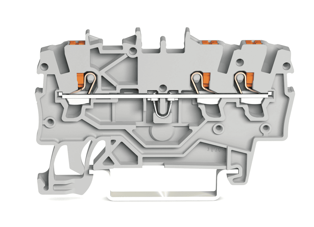 WAGO 2200-1301 2200-1301 WAGO - TOPJOB®S feedthrough terminal block with Push-buttons; rail mount; 3-conductor; 3.5 mm wide; gray 2200-1301 on Powermatic Associates