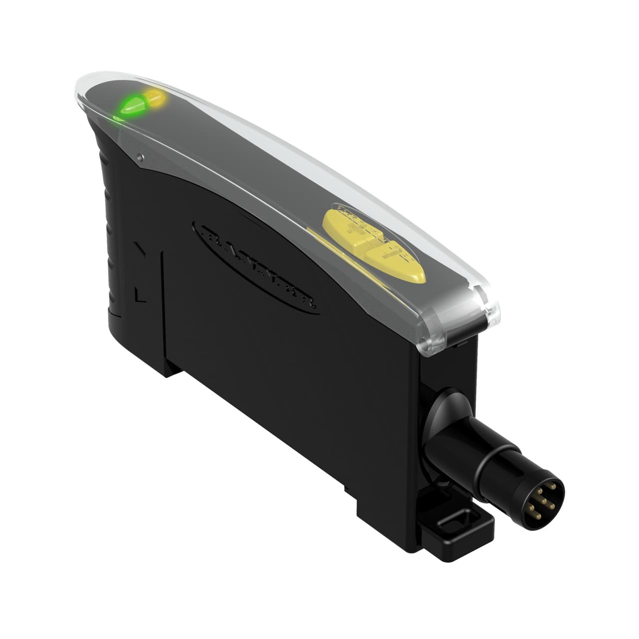 Banner D10BFPGQ Banner Engineering D10BFPGQ is an amplifier for sensor applications, designed for DIN rail mounting. It features a net width of 11 mm and is constructed with a thermoplastic housing and a polycarbonate (PC) cover. This part operates within an ambient air temperature range of -20 to +55 °C and offers a degree of protection rated at IP50 NEMA 1. It emits visible green light with a wavelength of 525 nm and has a response time of 200ms / 0.2 s. The D10BFPGQ includes 2 x digital outputs (NPN/PNP transistor) and is characterized by its rectangular shape. It belongs to the D10 Expert series and incorporates high-performance fiber optic sensor amplifier functions with a TEACH mode design. The connection is facilitated by a pre-equipped 6-pin Pico-style M8 connector, and it requires a supply voltage of 10Vdc-30Vdc (12Vdc / 24Vdc nom.). The net depth and height are 36 mm and 69 mm, respectively. D10BFPGQ on Powermatic Associates