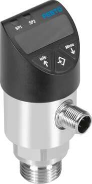 Festo 8022842 pressure sensor SPAW-P6R-G12M-2NV-M12 For measuring media pressures, pressure measuring range between 0 and +6 bar, pneumatic connection male thread G1/2. Authorisation: (* RCM Mark, * c UL us - Listed (OL)), CE mark (see declaration of conformity): to EU 8022842 on Powermatic Associates