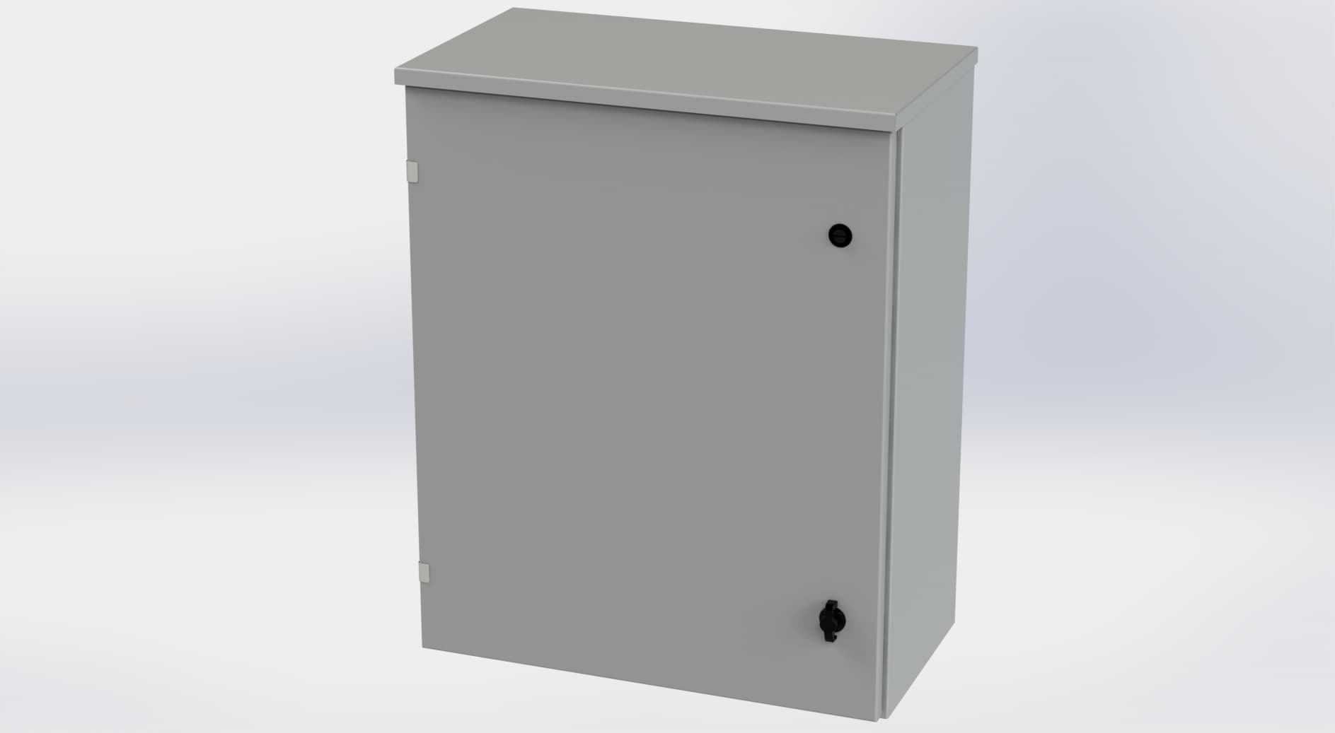 Saginaw Control SCE-30R2412LP Type-3R Hinged Cover Enclosure, Height:30.00", Width:24.00", Depth:12.00", ANSI-61 gray powder coating inside and out. Optional sub-panels are powder coated white. SCE-30R2412LP on Powermatic Associates