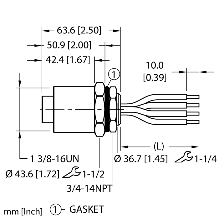 Turck GKDFA 40-1M/14.75/NPT GKDFA 40-1M/14.75/NPT Turck - GKDFA 40-1M/14.75/NPT Power Receptacle, Front Mount GKDFA 40-1M/14.75/NPT on Powermatic Associates