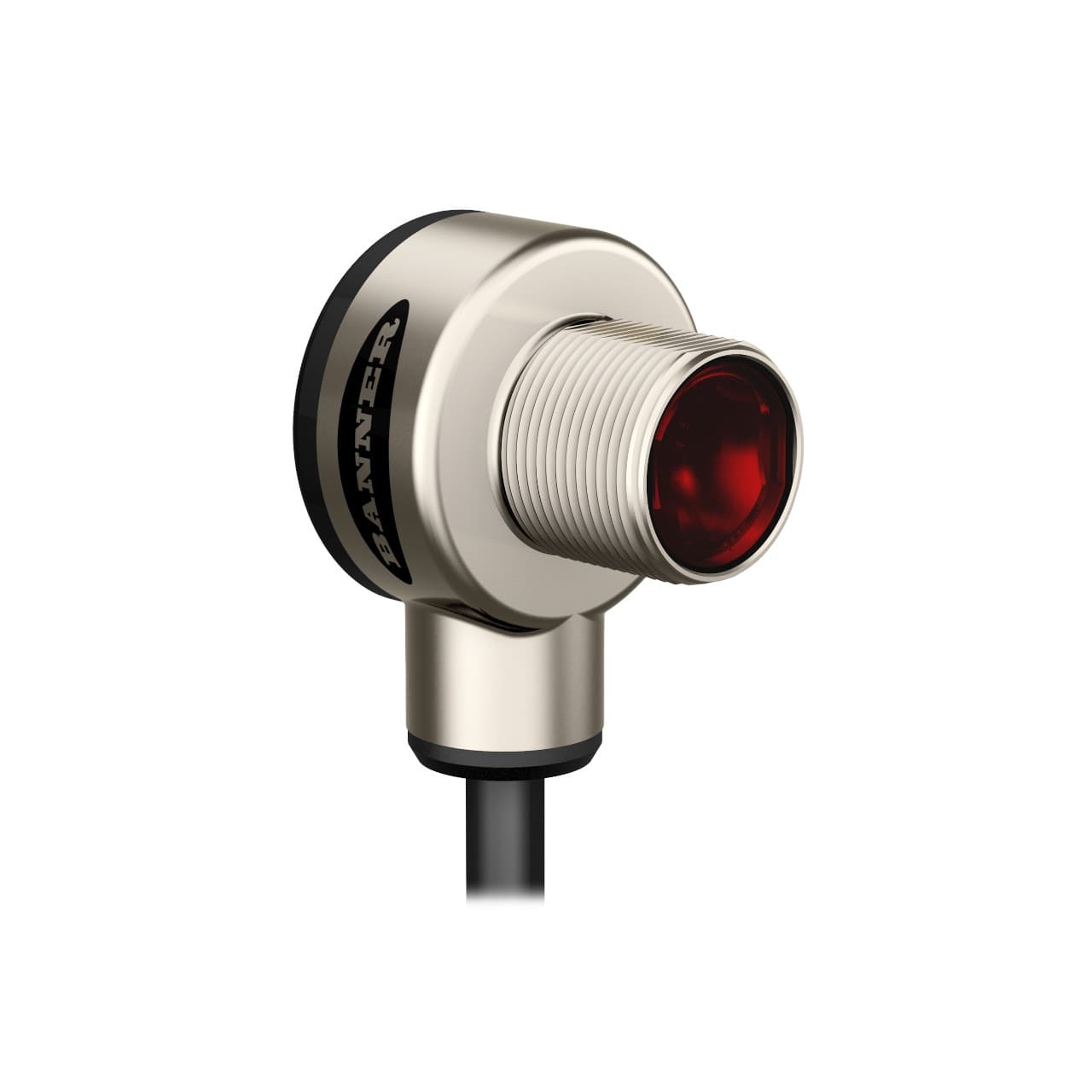 Banner TM18VP6FF50Q5 Banner Engineering TM18VP6FF50Q5 is a fixed-field photo-electric sensor from the TM18 series, designed with a background suppression system and housed in a nickel-plated die-cast zinc with an acrylic lens. This sensor is pre-wired with a 6" / 150mm pigtail terminated with a 4-pin Euro-style M12 connector. It operates on a supply voltage of 10Vdc-30Vdc, with 12Vdc / 24Vdc being nominal. The TM18VP6FF50Q5 offers a threaded mount for installation, can operate in ambient air temperatures ranging from -40 to +70°C, and is rated with a degree of protection of IP67, IP69K, and NEMA 6, ensuring durability in various environments. Its shape is an M18 cylindrical threaded/barrel, and it features 1 x digital output (PNP transistor) with a sensing distance of 50mm. The sensor emits visible red light with a wavelength of 660 nm and has a response time of 3ms / 0.003 s. It supports both Light-ON and Dark-ON operating modes, with a thread size of M18. TM18VP6FF50Q5 on Powermatic Associates