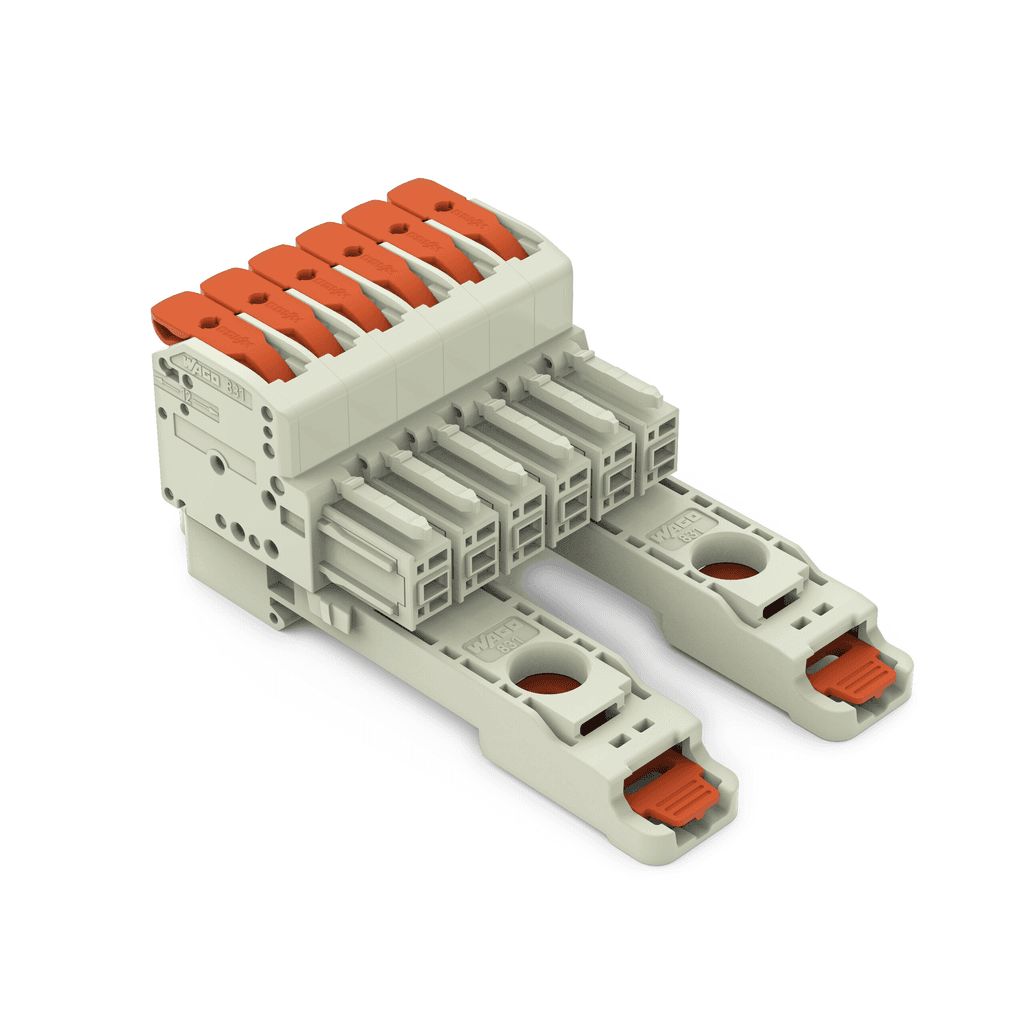 WAGO 831-1106/306-000 831-1106/306-000 WAGO - 1-conductor female connector; lever; Push-in CAGE CLAMP®; 10 mm²; Pin spacing 7.62 mm; 6-pole; 100% protected against mismating; DIN-35 rail/panel mounting; 10,00 mm²; light gray 831-1106/306-000 on Powermatic Associates