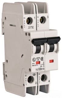 Eaton FAZ-B2/2-NA Miniature circuit breaker, 2 pole, 2 A, B trip curve, 277/480 VAC, screw terminals, UL489 FAZ-B2/2-NA on Powermatic Associates