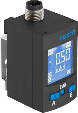 Festo 8001233 pressure sensor SPAU-P6R-W-G18FD-L-PNLK-PNVBA-M8U Suitable for monitoring compressed air and non-corrosive gases, mounting using wall attachment, with display. Authorisation: (* RCM Mark, * c UL us - Listed (OL)), CE mark (see declaration of conformity): 8001233 on Powermatic Associates