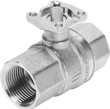 Festo 4405652 ball valve VZBM-11/2-RP-25-D-2-F0305-B2B3 Brass, 2/2-way, nominal width 11/2", top flange F0305, PN25, thread EN 10226-1. Design structure: 2-way ball valve, Type of actuation: mechanical, Sealing principle: soft, Assembly position: Any, Mounting type: Li 4405652 on Powermatic Associates