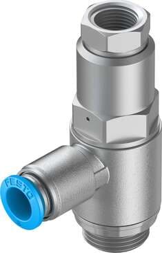 Festo 530043 Piloted check valve HGL-3/8-QS-8 With sealing ring OL, with QS push-in fitting. Valve function: piloted non-return function, Pneumatic connection, port 1: QS-8, Pneumatic connection, port 2: G3/8, Type of actuation: pneumatic, Pilot air port 21: G1/4 530043 on Powermatic Associates