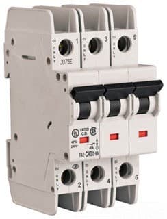Eaton FAZ-B5/3-NA-L Miniature circuit breaker, 3 pole, 5 A, B trip curve, 240 VAC, screw terminals, UL489 FAZ-B5/3-NA-L on Powermatic Associates
