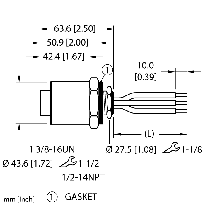 Turck GKDFA 32-1M/14.5/NPT GKDFA 32-1M/14.5/NPT Turck - GKDFA 32-1M/14.5/NPT Power Receptacle, Front Mount GKDFA 32-1M/14.5/NPT on Powermatic Associates