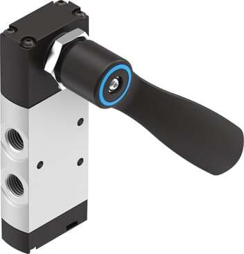 Festo 4414856 hand lever valve VHEF-HS-M52-M-N14 Valve function: 5/2 monostable, Type of actuation: manual, Width: 20 mm, Standard nominal flow rate: 1200 l/min, Operating pressure MPa: -0,095 - 1 MPa 4414856 on Powermatic Associates