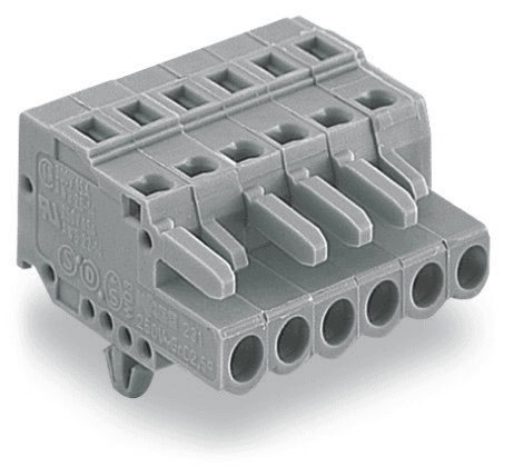 WAGO 231-114/008-000 231-114/008-000 WAGO - Female plug; 14-pole; snap-in mounting feet; 12 AWG max; pin spacing 5 mm; 1 conductor per pole; gray 231-114/008-000 on Powermatic Associates