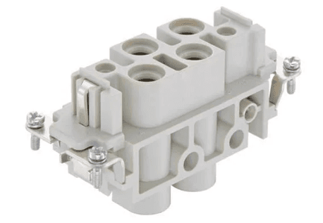 Harting 09 38 006 2711 Harting 09380062711 - Inserts, Screw termination, Female, Polycarbonate (PC), RAL 7032 (pebble grey), Rated current: 80 A, Size: 16 B, Contacts: 4, Conductor cross-section: 1.5 ... 16 mm², Copper alloy, Silver plated 09 38 006 2711 on Powermatic Associates