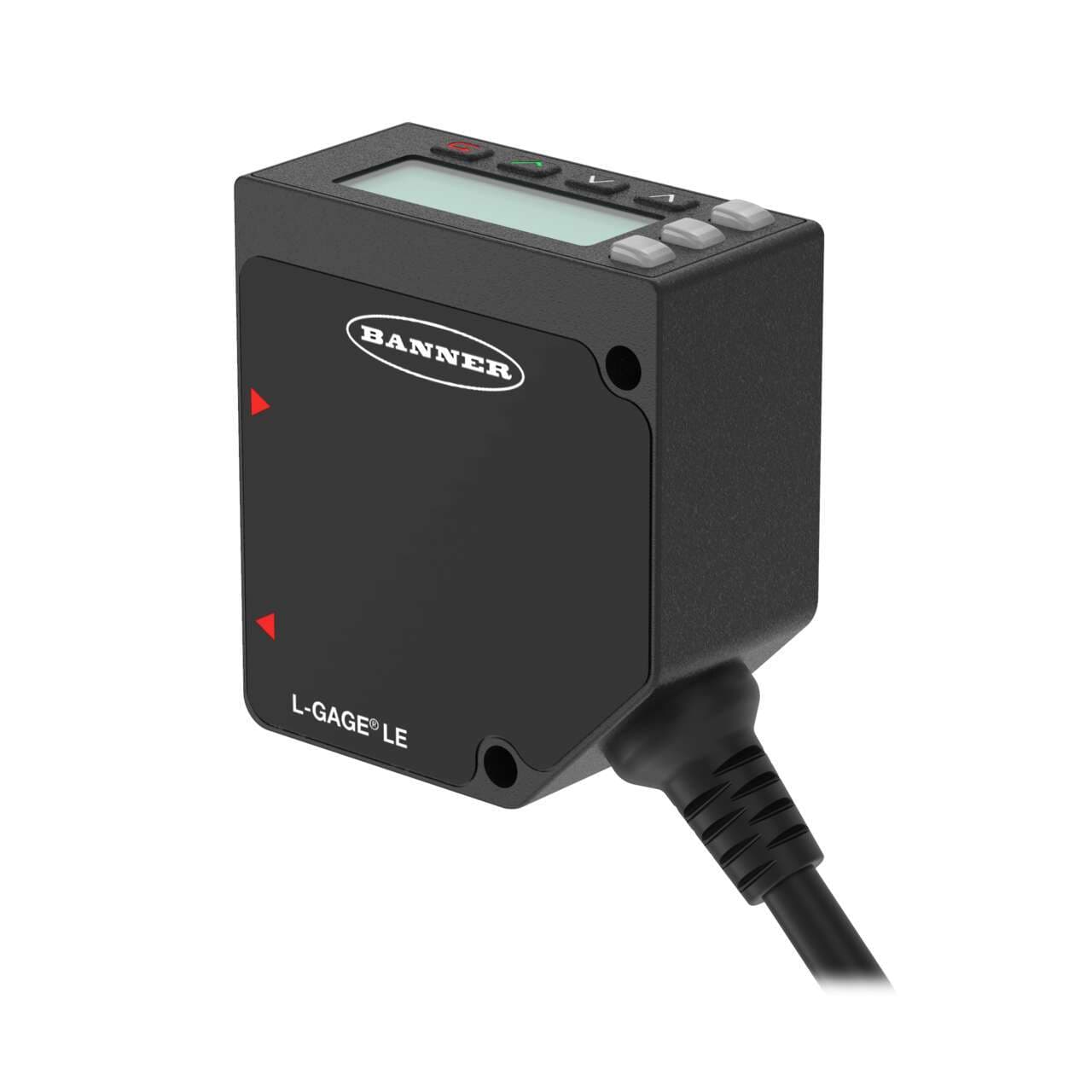 Banner LE550DQP Laser Displacement Sensor; Range: 100-1000 mm; Input: 12-30 V dc; Outputs: Discrete: 2 NPN/PNP Configurable; 150 mm (6 in) M12 Pigtail QD LE550DQP on Powermatic Associates