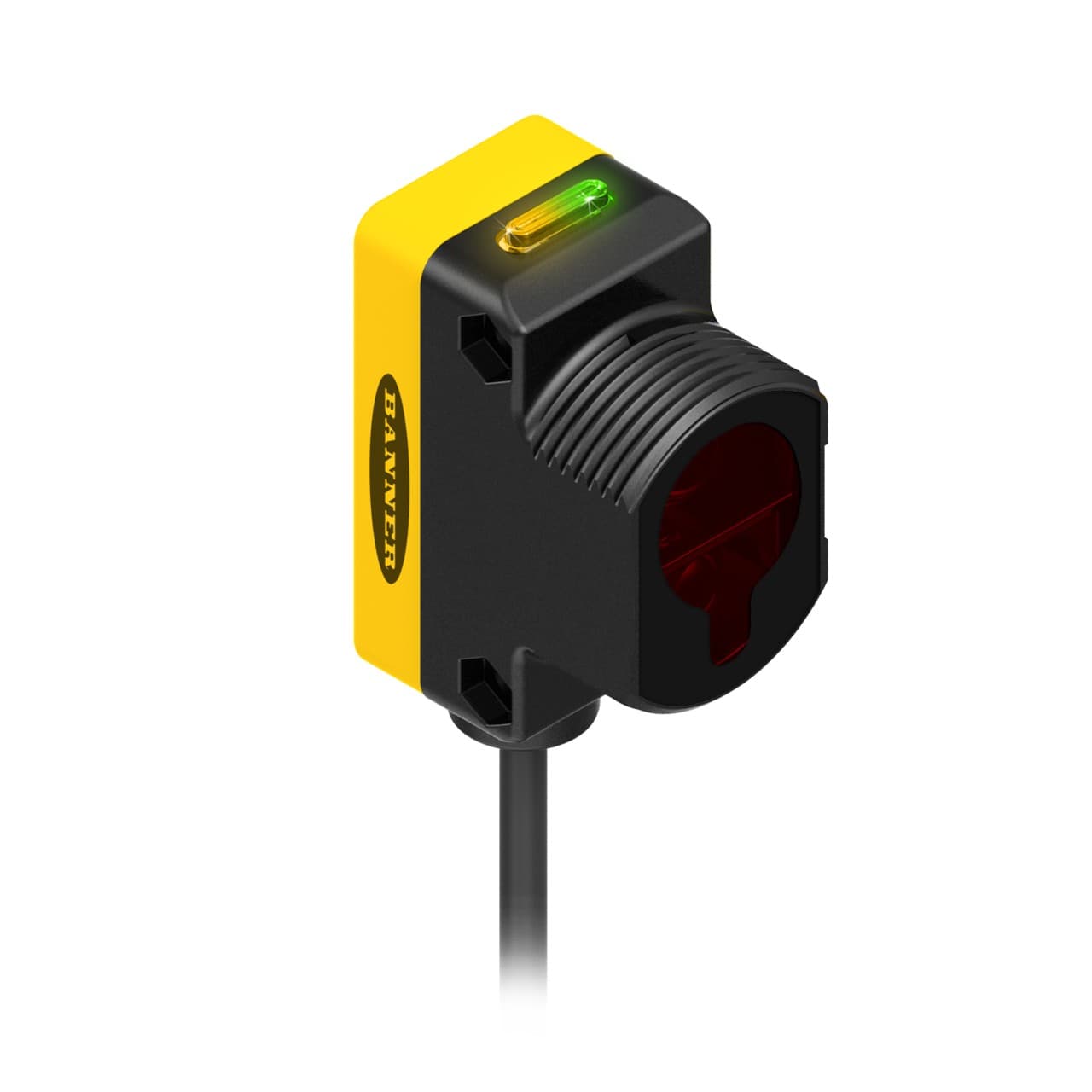 Banner QS30LLPC W/30 Banner Engineering QS30LLPC W/30 is a polarized Class 1 laser photo-electric sensor designed for retro-reflective mode operation with TEACH mode functionality. It features an M30 threaded mount for secure installation and is equipped with a pre-wired 30ft / 9m cable that terminates with bare end flying leads for easy connection. This sensor operates within an ambient air temperature range of -20 to +60°C and is housed in a thermoplastic casing with an acrylic lens, ensuring durability. The QS30LLPC series sensor offers a sensing distance of 20cm to 18m and utilizes visible red light for detection. It supports both Light-ON and Dark-ON operating modes and provides a single digital output (PNP/NPN transistor) for signal processing. With a rapid response time of 0.5ms, this sensor is designed to meet various detection needs. It operates on a supply voltage of 10Vdc to 30Vdc, with 12Vdc and 24Vdc as nominal values, and is protected to IP67 and NEMA 6 standards, ensuring resilience in challenging environments. QS30LLPC W/30 on Powermatic Associates