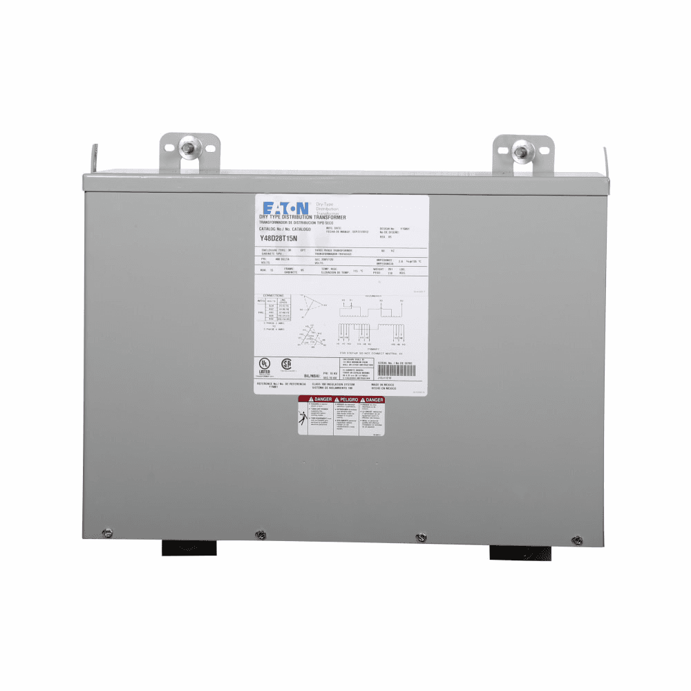 Eaton Y38D31T09CUSS Y38D31T09CUSS Eaton - Eaton General purpose encapsulated transformer, EPT, copper, NEMA 3R, 103, 60 Hz, three-phase, 380 V, 220Y/127 V, 2 at +2.5% FCAN, 2 at -2.5% FCBN, 115 °C rise, 9 KVA, indoor-outdoor, 72E Y38D31T09CUSS on Powermatic Associates