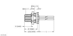 Turck FSFD46PS-0.5/M16 FSFD46PS-0.5/M16 Turck - FSFD46PS-0.5/M16 M12 Power Flange, Rear Mount FSFD46PS-0.5/M16 on Powermatic Associates