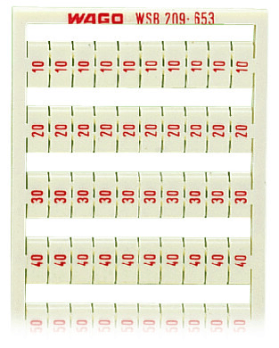 WAGO 209-653 209-653 WAGO - WSB marking card; as card; MARKED; 10, 20 ... 50 (20 each); not stretchable; Vertical marking; snap-on type; white 209-653 on Powermatic Associates