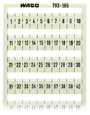 WAGO 793-566 793-566 WAGO - WMB marking card; as card; MARKED; 1 ... 50 (2x); not stretchable; Horizontal marking; snap-on type; white 793-566 on Powermatic Associates