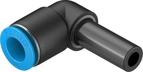 Festo 153655 push-in L-connector QSL-5/16H-U with push-in sleeve. Size: Standard, Nominal size: 4,7 mm, Assembly position: Any, Container size: 1, Design structure: Push/pull principle 153655 on Powermatic Associates