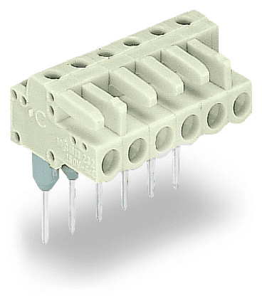 WAGO 722-236/005-000 722-236/005-000 WAGO - Female connector for rail-mount terminal blocks; 0.6 x 1 mm pins; angled; 100% protected against mismating; Pin spacing 5 mm; 6-pole; light gray 722-236/005-000 on Powermatic Associates