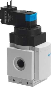 Festo 542562 soft-start valve MS6-DE-1/2-10V24 To slowly pressurise and exhaust pneumatic systems, flow direction from left to right Type of actuation: electrical, Assembly position: Any, Manual override: (* detenting, * Pushing), Design structure: Piston seat, Type o 542562 on Powermatic Associates